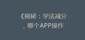 《揭秘:学法减分,哪个APP操作体验最佳?热门平台大对比》